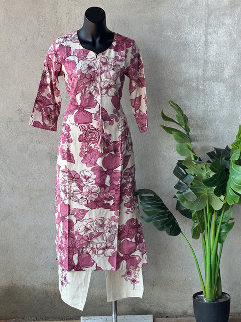Floral printed cotton kurti pant