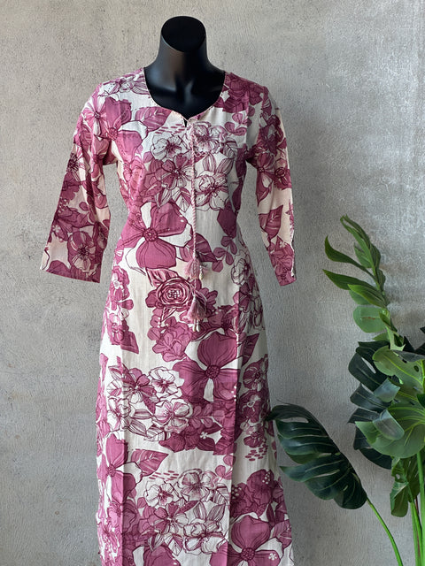 Floral printed cotton kurti pant