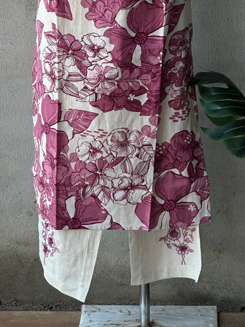 Floral printed cotton kurti pant