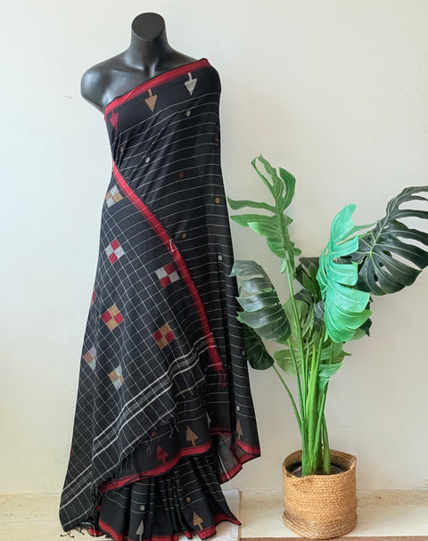 Handspun pure jamdani cotton saree