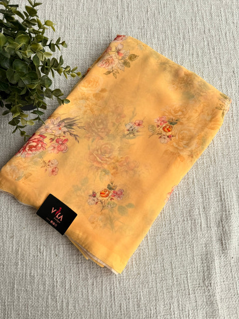 Floral printed georgette saree