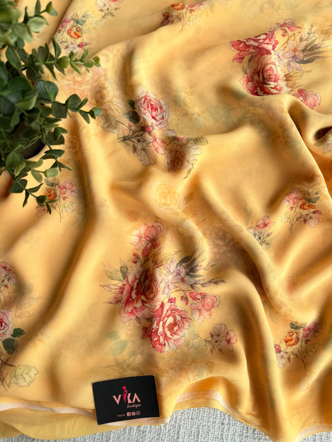 Floral printed georgette saree