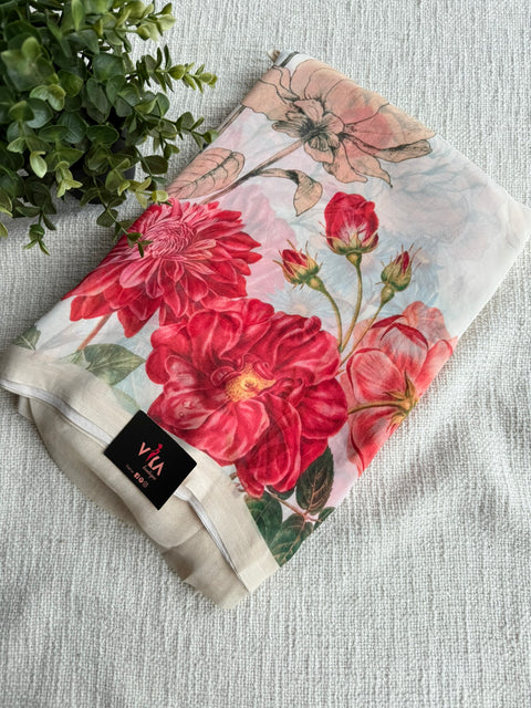 Floral printed georgette saree