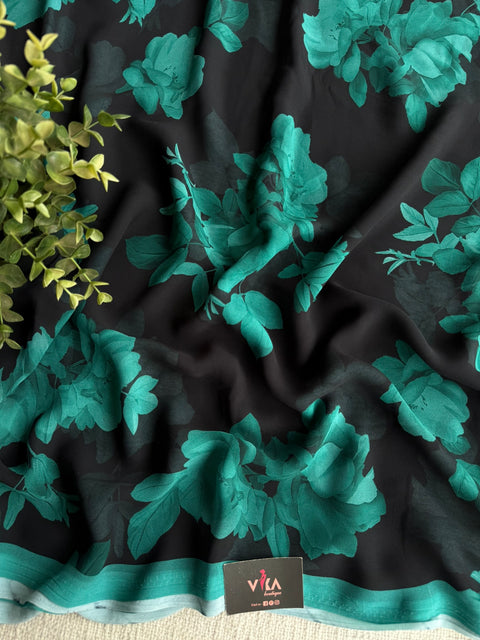 Floral printed georgette saree