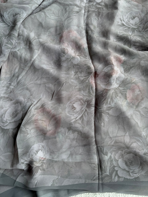 Floral printed georgette saree