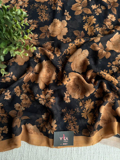 Floral printed georgette saree