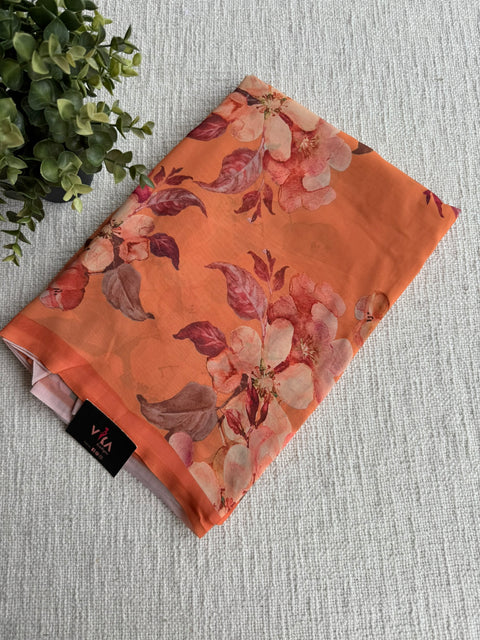 Floral printed georgette saree