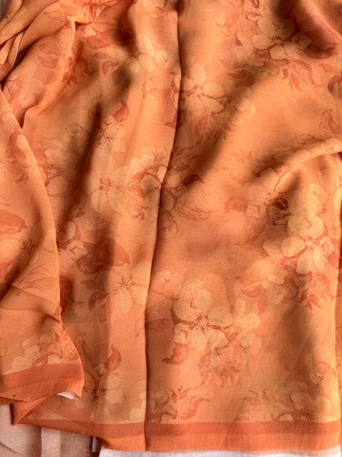 Floral printed georgette saree