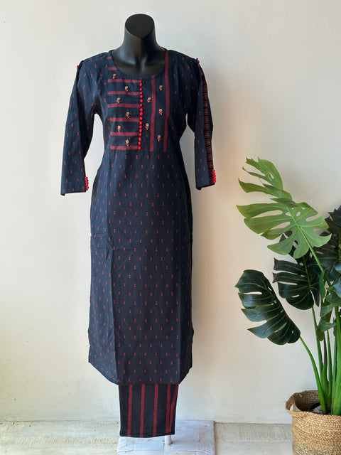 Dark blue pure cotton kurta pant