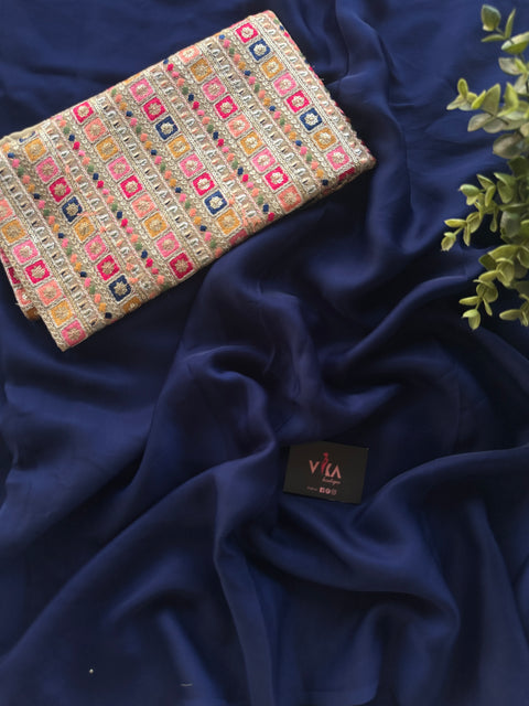 Soft satin crepe saree with designer blouse