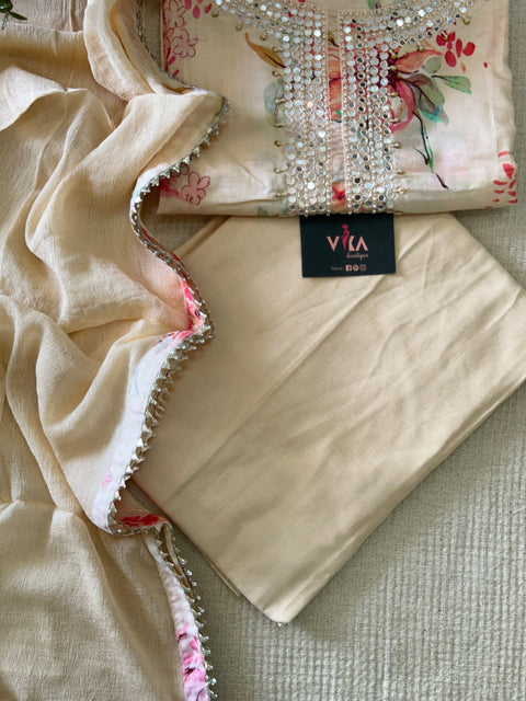Printed muslin silk salwar suit material