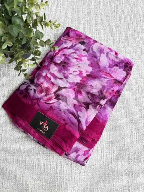 Floral printed pure chiffon saree