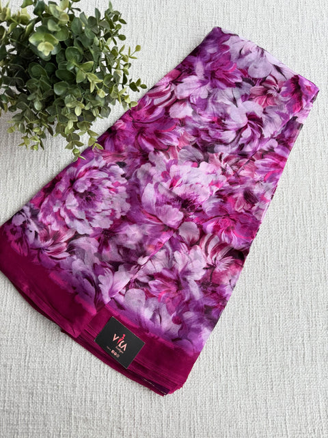 Floral printed pure chiffon saree