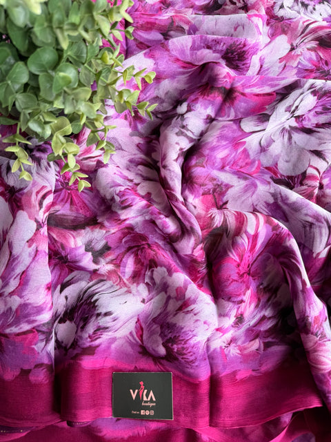 Floral printed pure chiffon saree