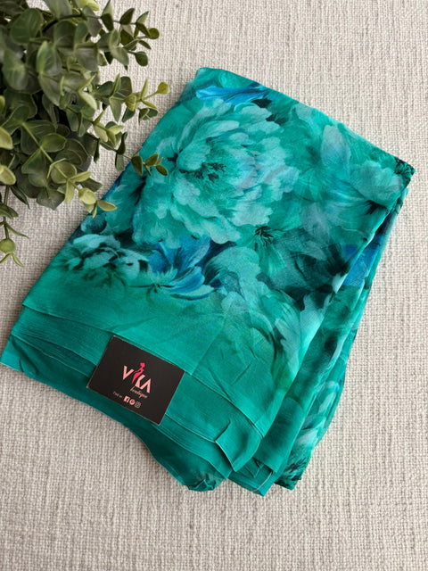 Floral printed pure chiffon saree