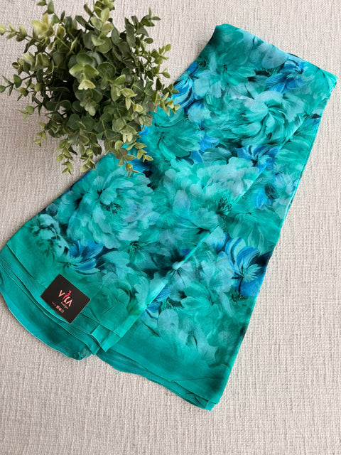 Floral printed pure chiffon saree