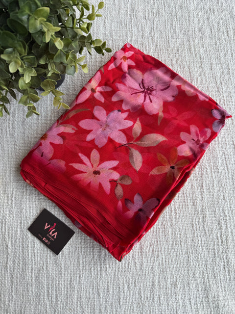 Floral printed pure chiffon saree