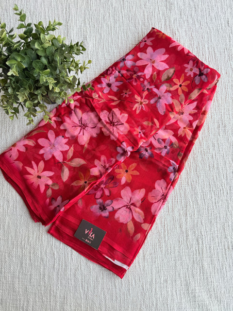 Floral printed pure chiffon saree