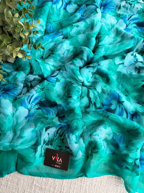 Floral printed pure chiffon saree