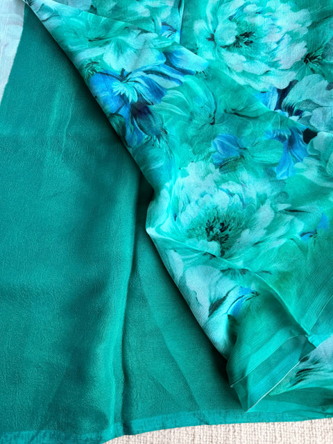 Floral printed pure chiffon saree