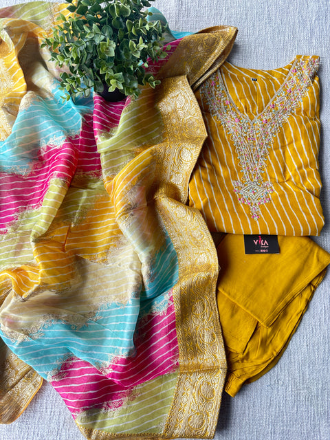 Shibori printed Russian crepe Ready set