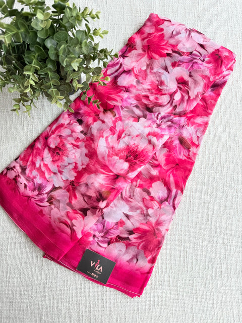 Floral printed pure chiffon saree