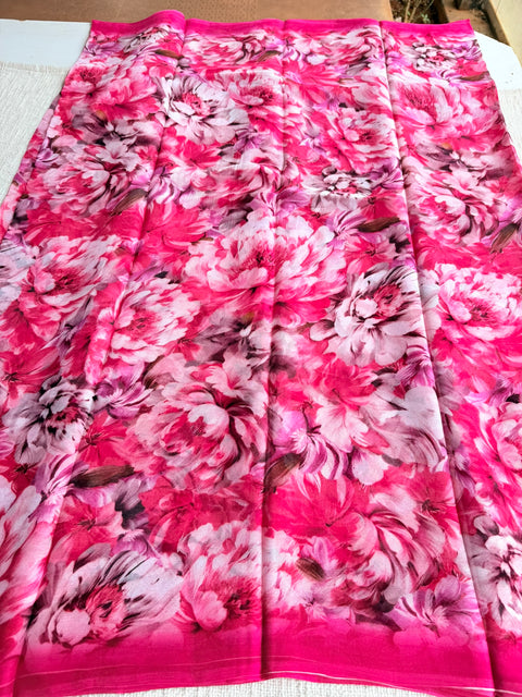 Floral printed pure chiffon saree