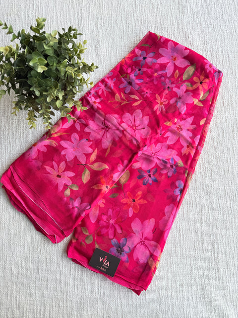 Floral printed pure chiffon saree