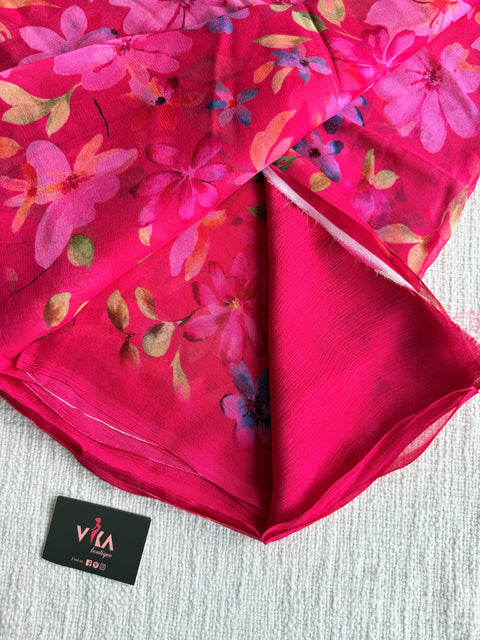Floral printed pure chiffon saree
