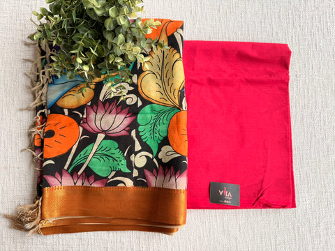 plain top with kalamkari dupatta