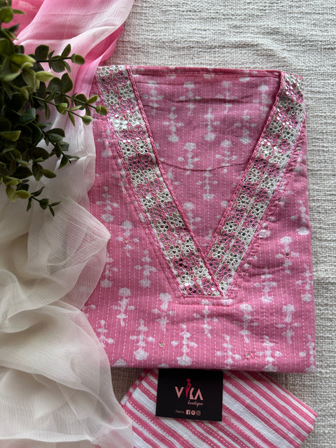 V neck printed cotton salwar material