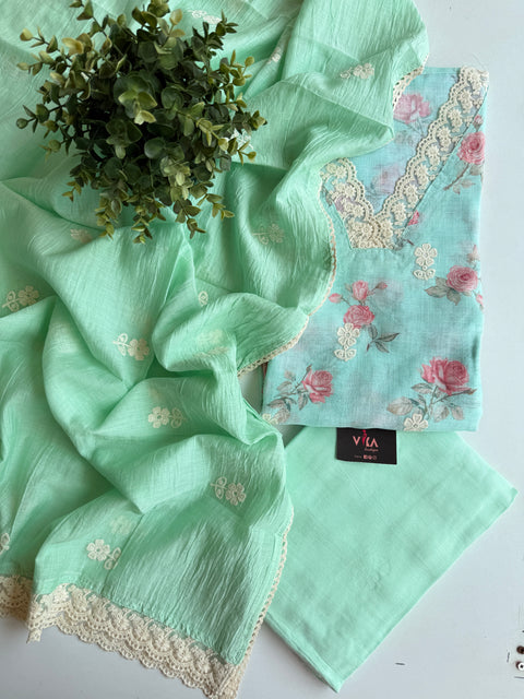 Printed linen cotton salwar suit material