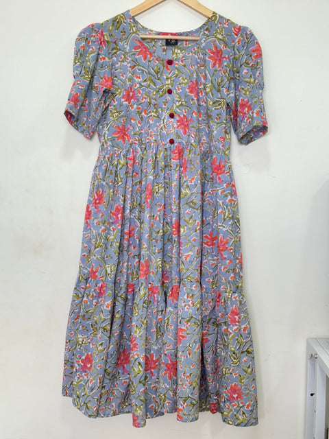 Printed cotton calf length gown