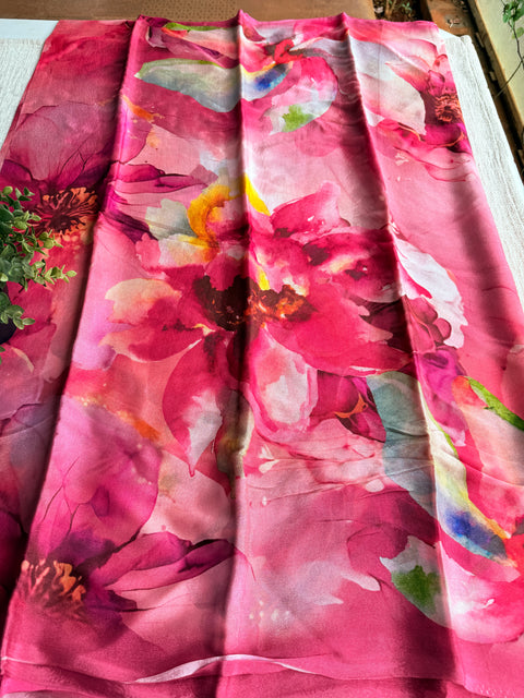 Digital printed chinnon silk saree