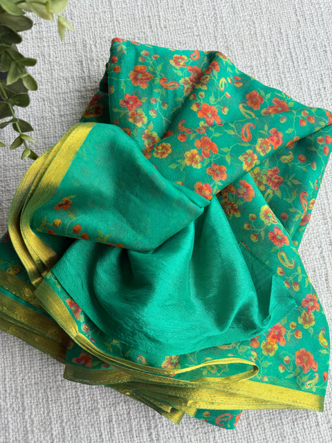 Floral Printed semi chiffon saree