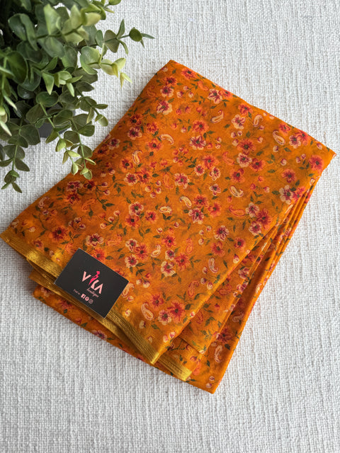 Floral Printed semi chiffon saree