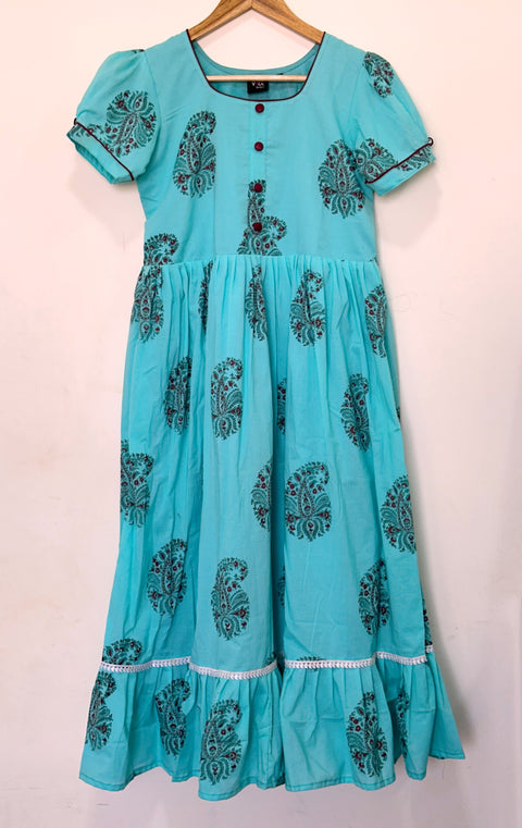 Printed cotton calf length gown