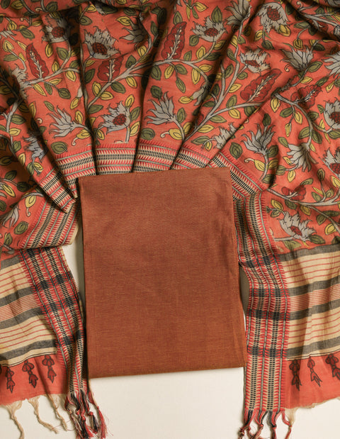 Handloom Cotton top with kalamkari dupatta