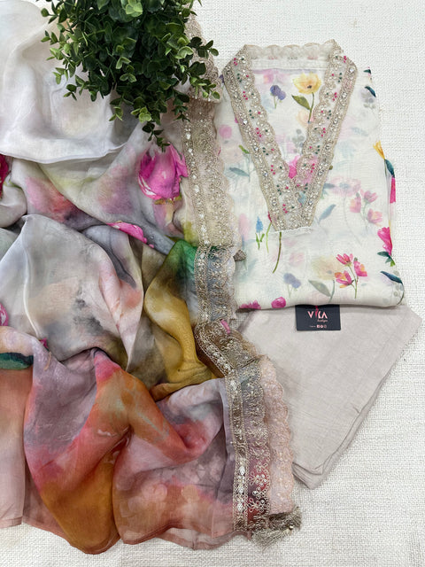 Floral printed muslin salwar suit material
