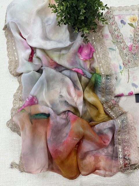 Floral printed muslin salwar suit material