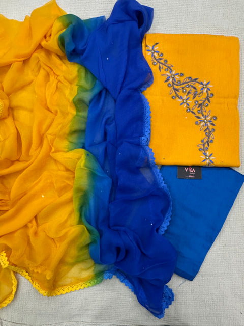Hand embroidery salwar material set