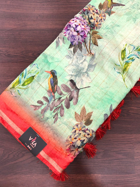 Digi Printed pure munga silk saree