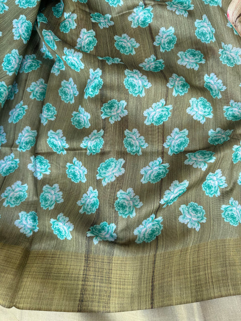 Printed Faux Raw silk saree