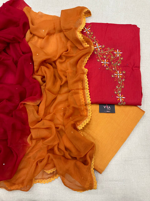 Hand embroidery salwar material set