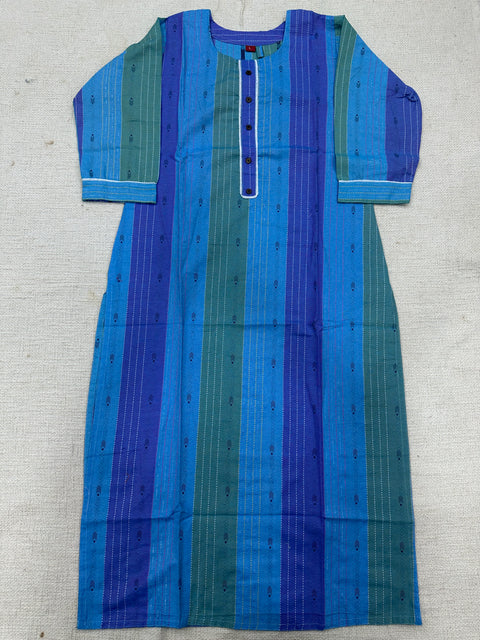 Blue Handloom weaving pure cotton kurti