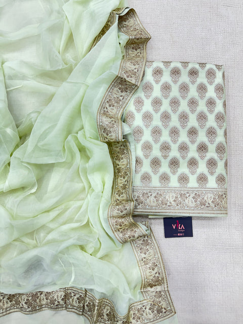 Green weaving banaras salwar material set