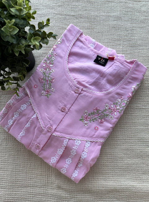 L size celebrity cotton Embroidered nighty