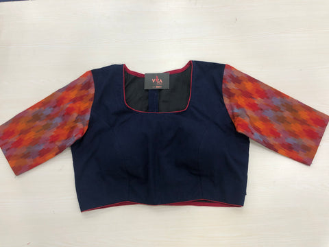 Blue/Colourful ikat cotton blouse