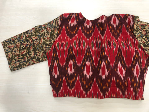 Red ikat/ Kalamakri cotton blouse