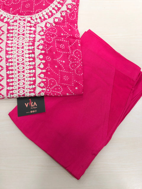 Printed muslin kurta pant set - Pink